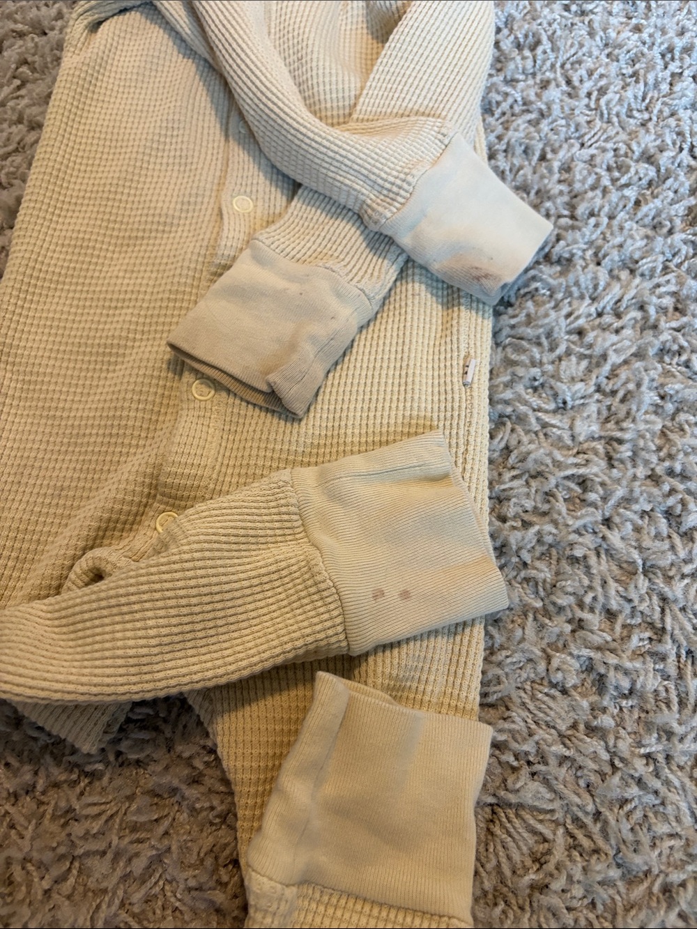 Children's Cream Waffle-Knit Button Front One-Piece - Picture 3 of 4